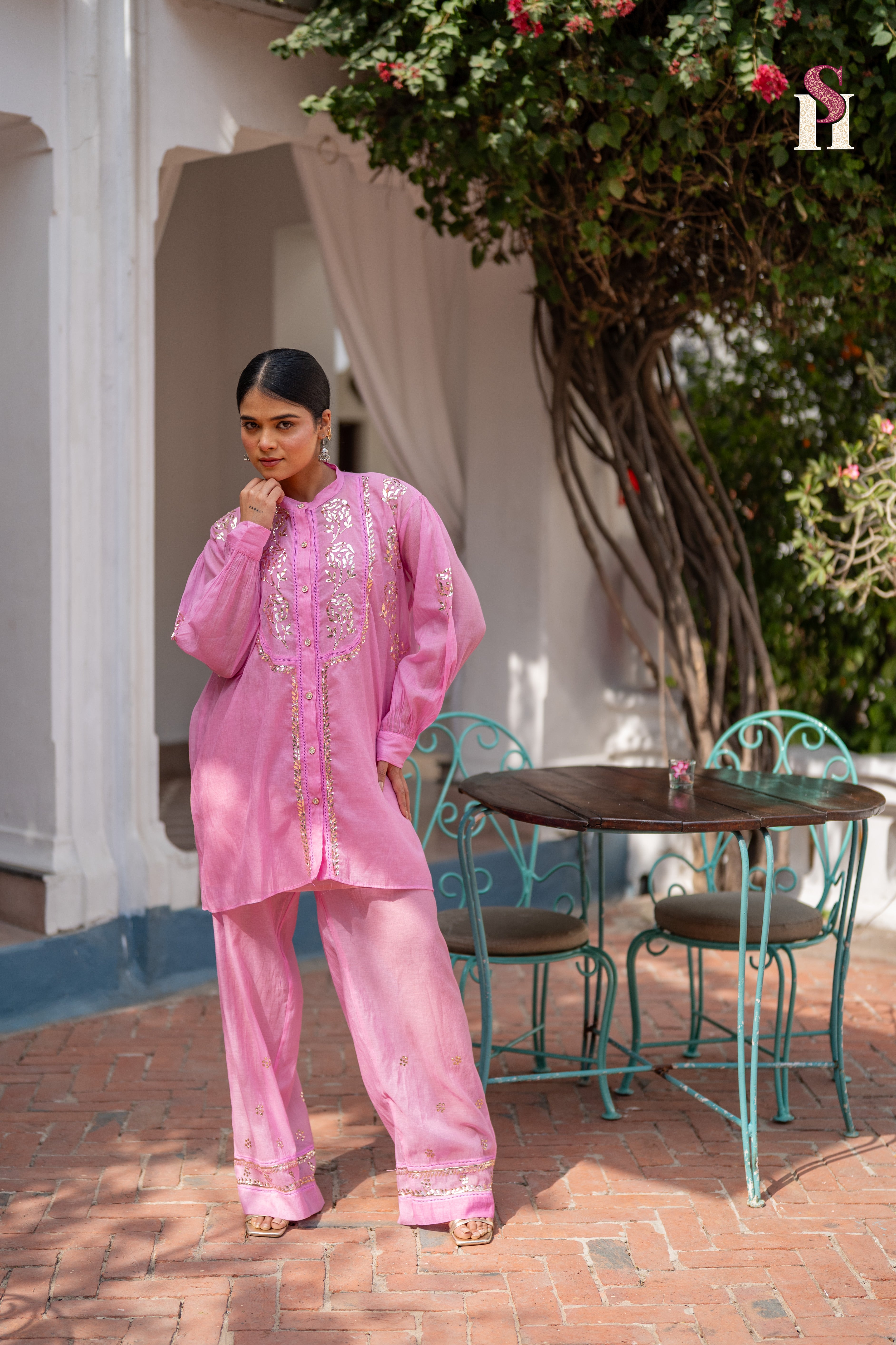 Onion Colour Co ord Set & Magenta Colour Top Combo