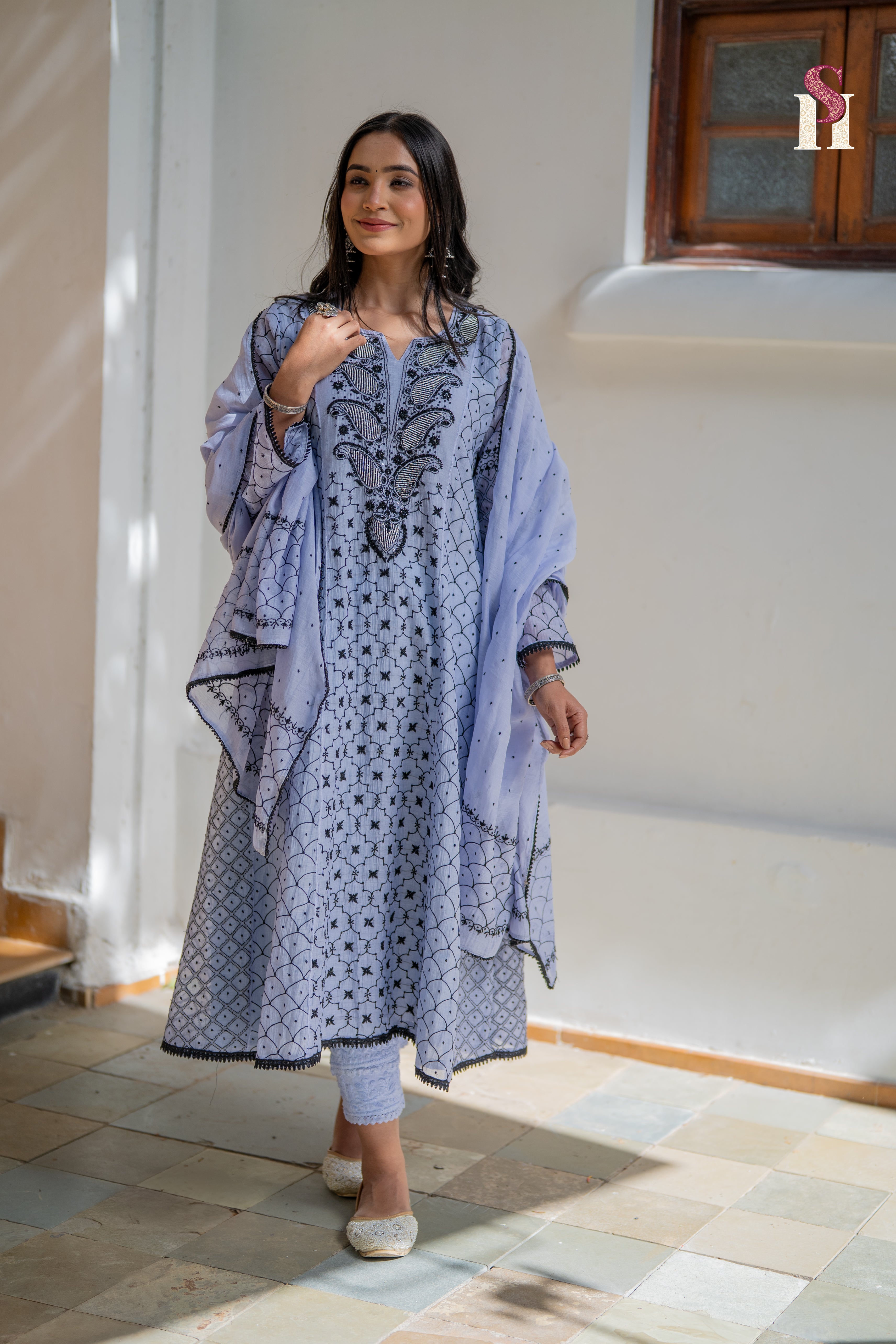 Silver Grey Colour Anarkali