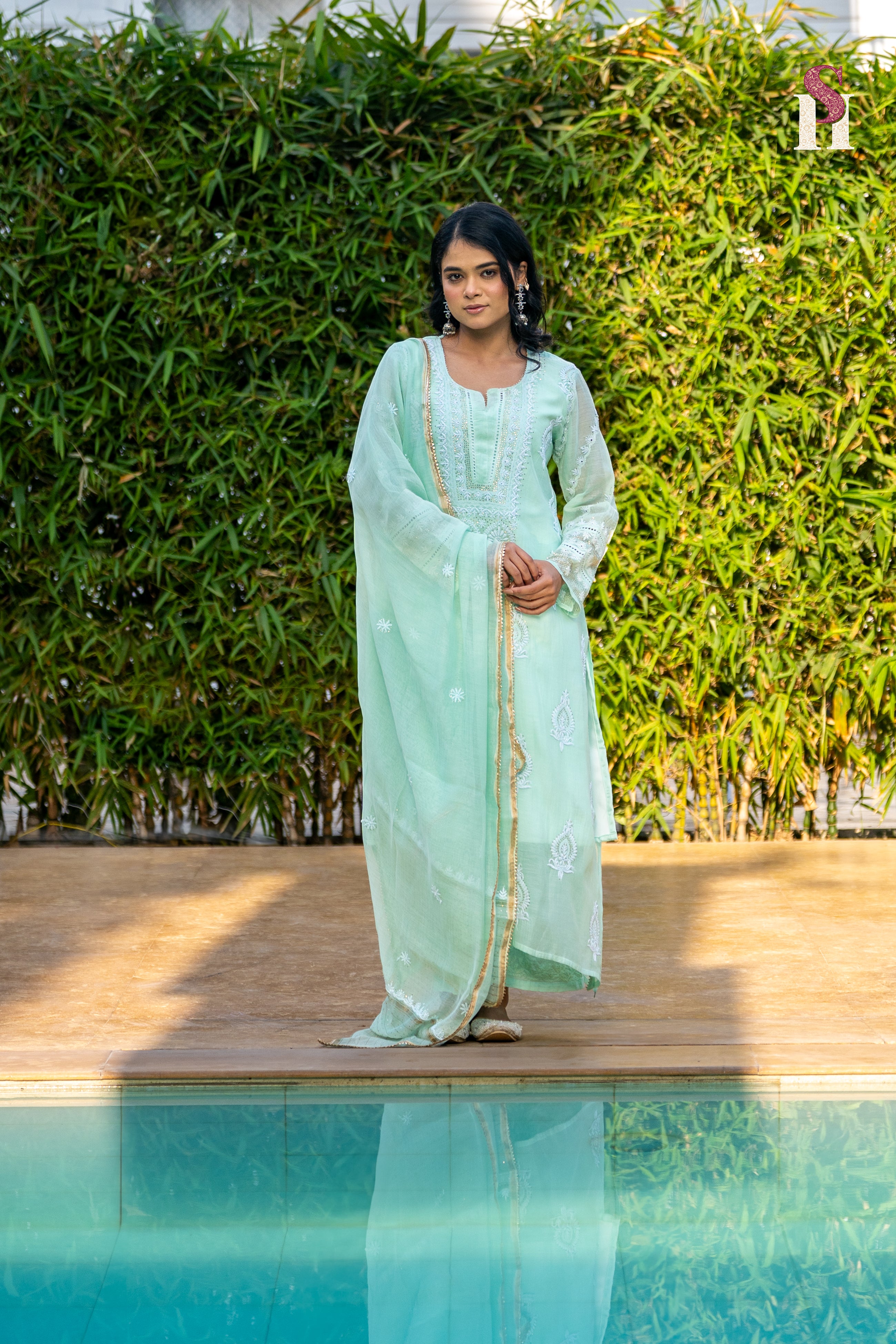 Sea Green Colour Suit