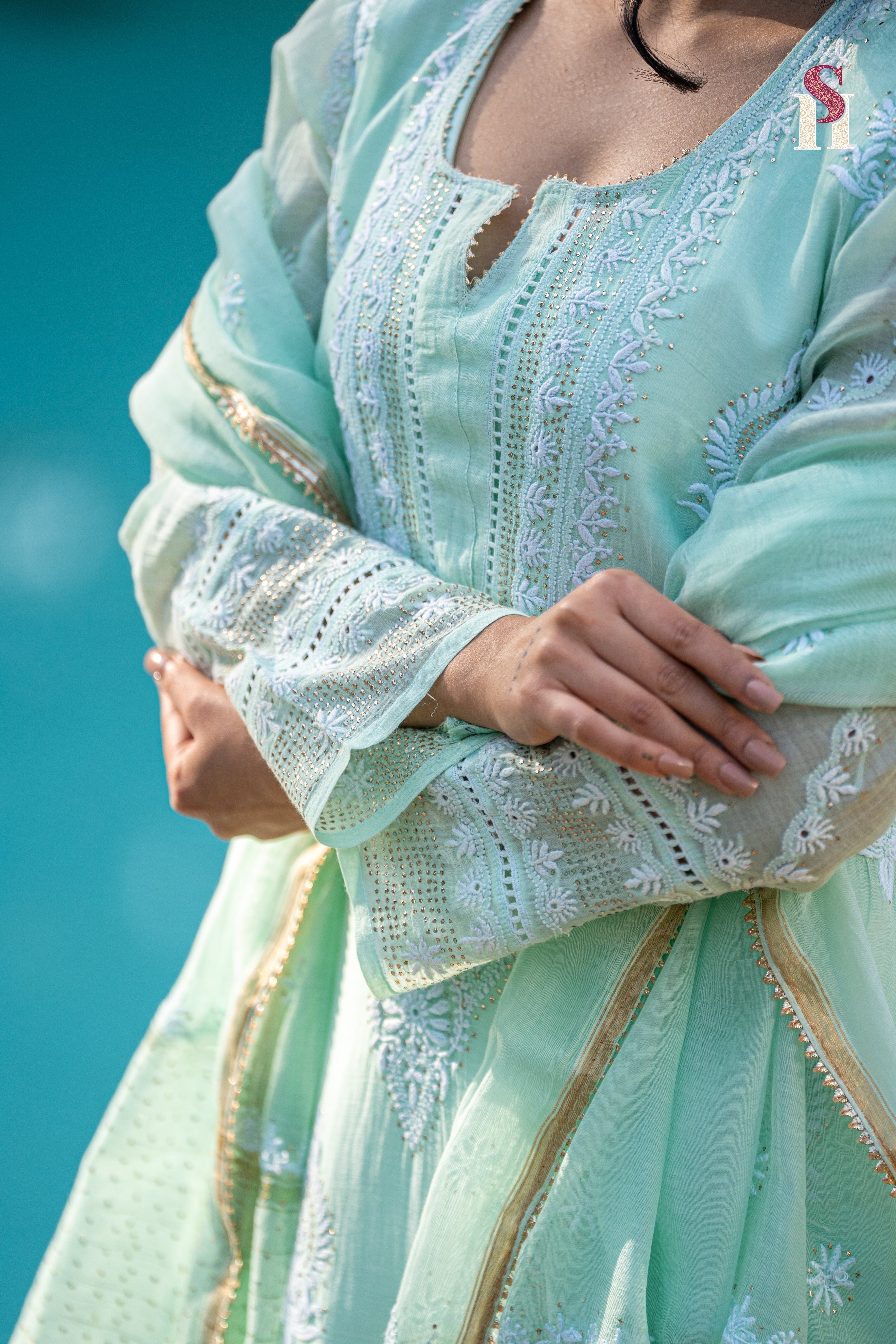 Sea Green Colour Suit