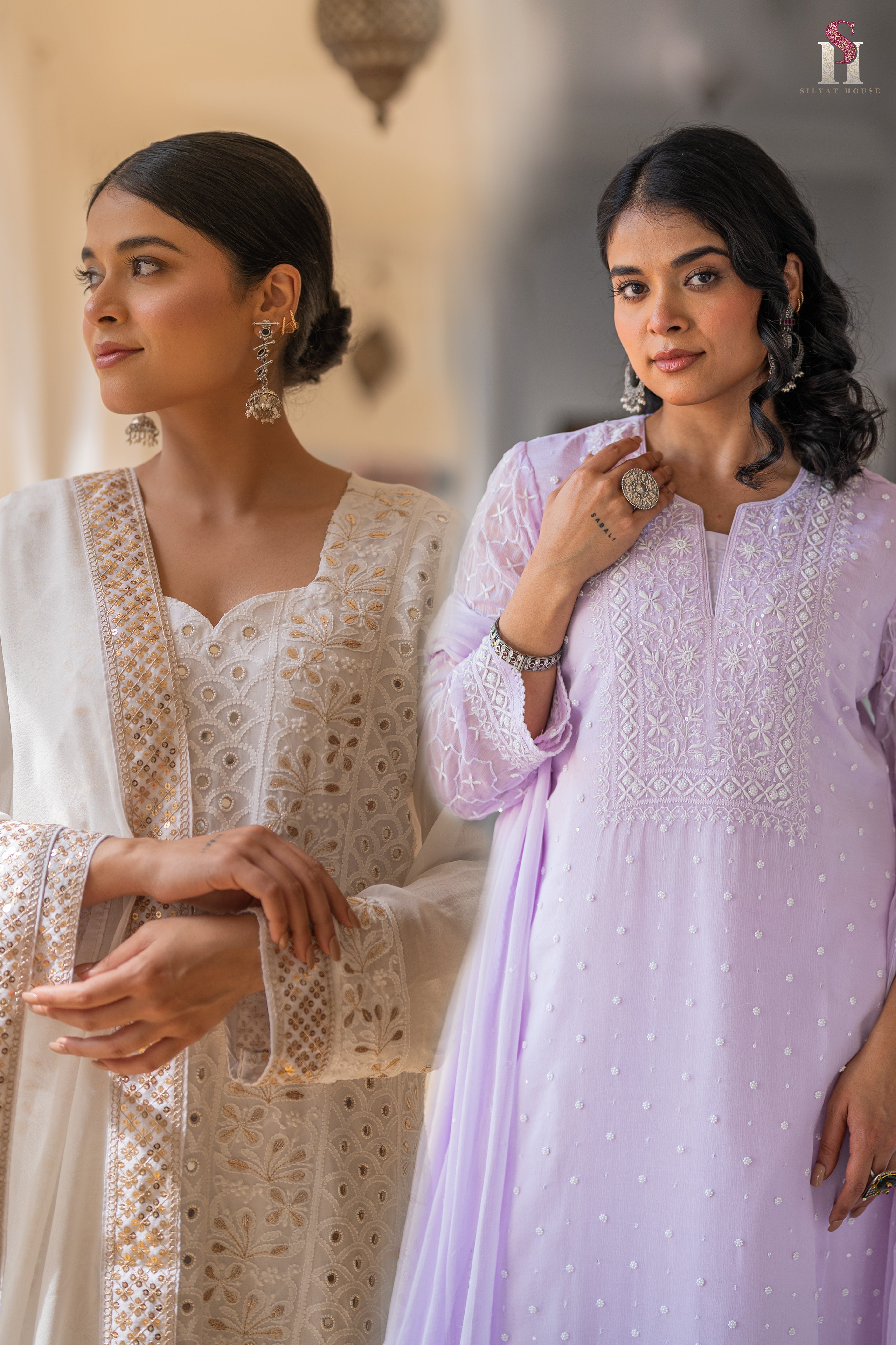 White Colour Suit & Mauve Colour Suit Combo