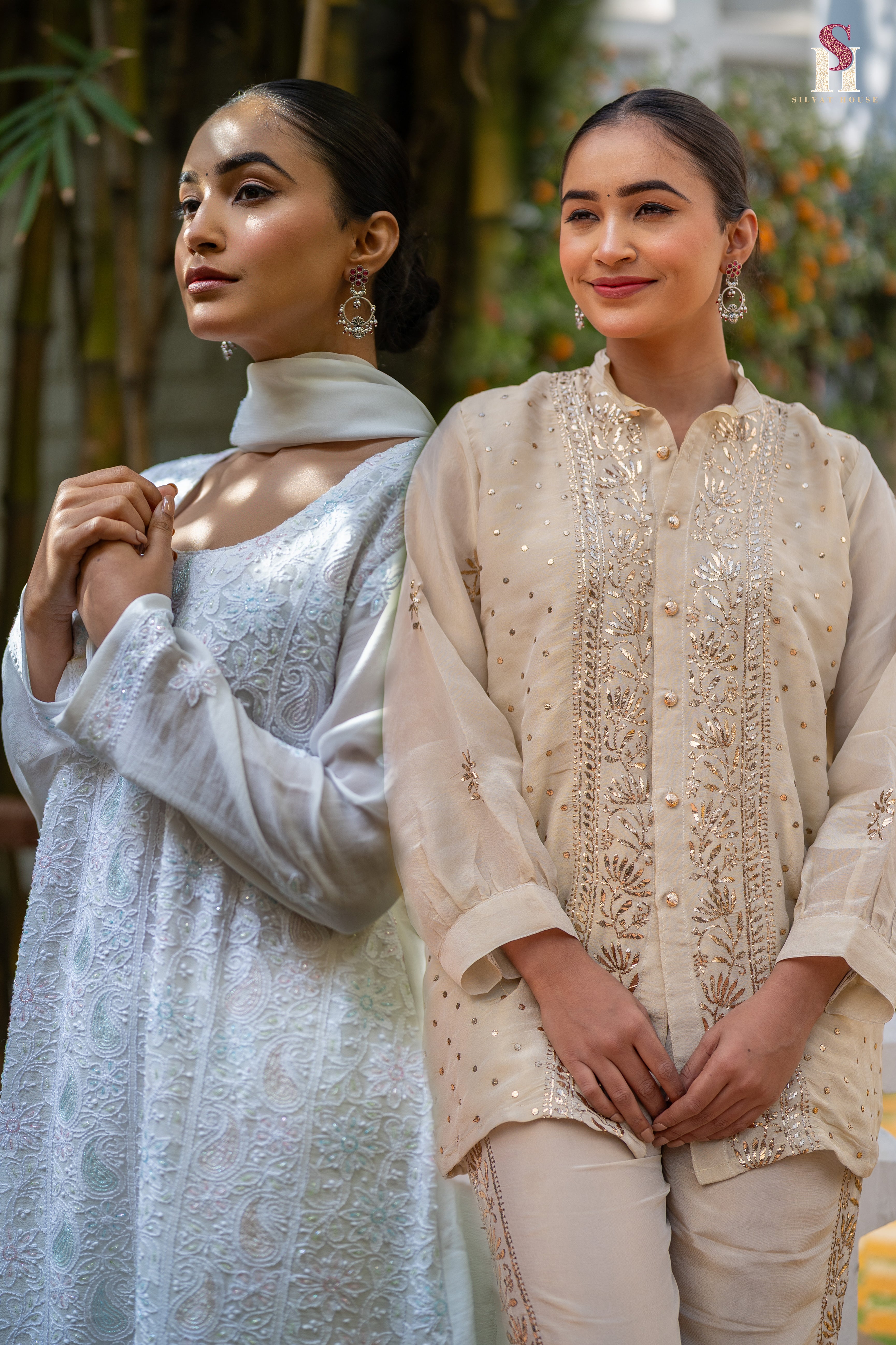 White Colour Kardana Suit & Skin Colour Co ord Set Combo