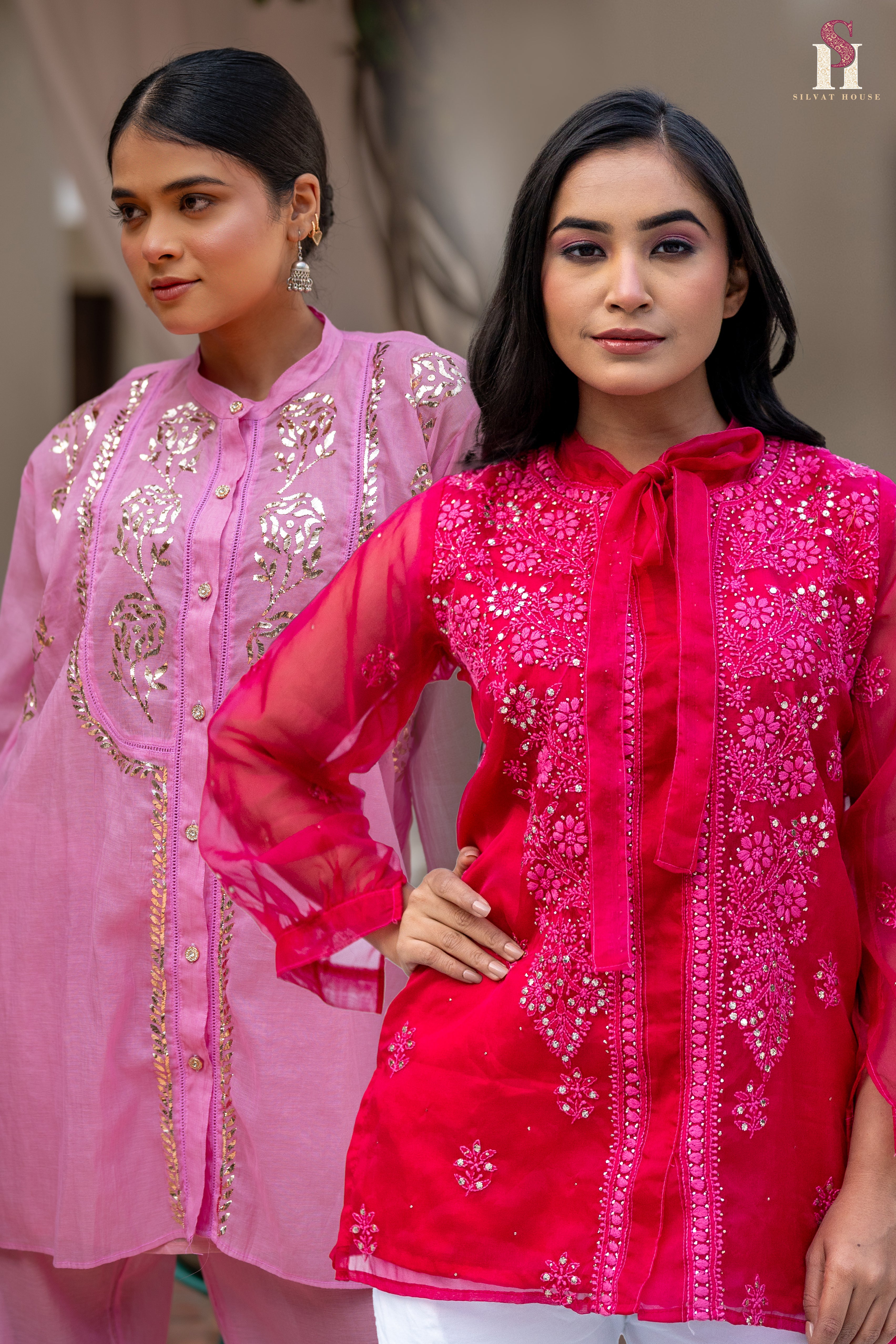Onion Colour Co ord Set & Magenta Colour Top Combo